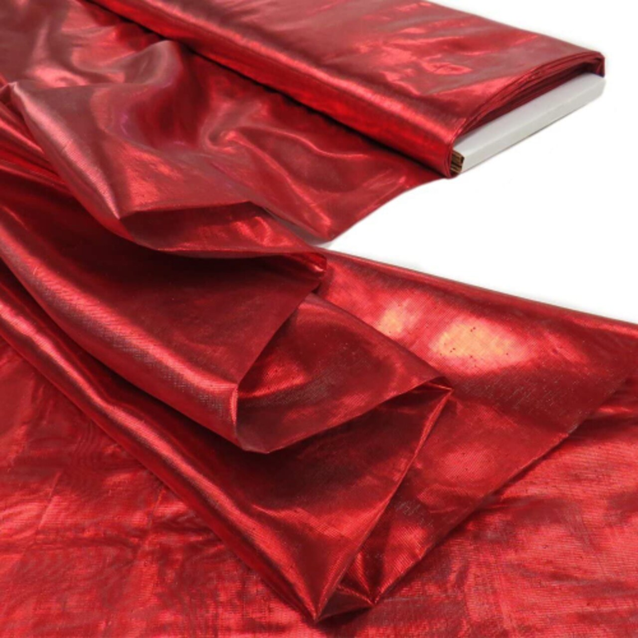 1 Yard Red Nylon Metallic Tissue Lame Fabric 60 Inches Wide Vibrant for Holidays, Costumes, & Event Decor
